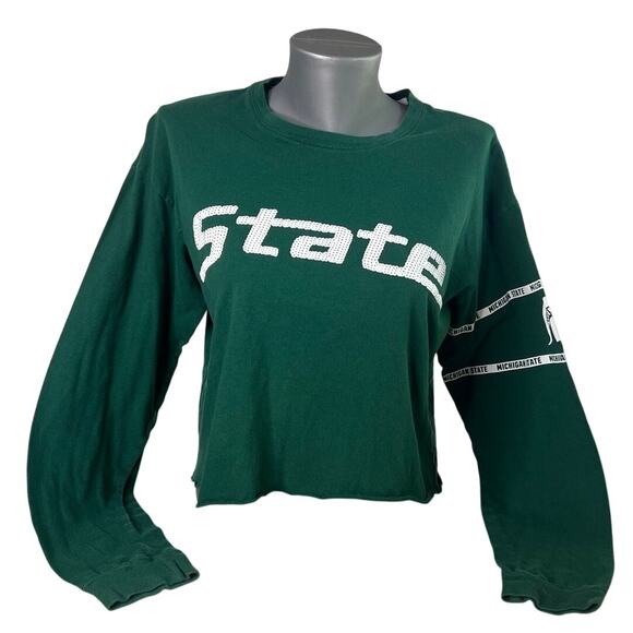 Victoria's Secret PINK Michigan State MSU Spartans Long Sleeve Crop Size Small - Picture 1 of 11